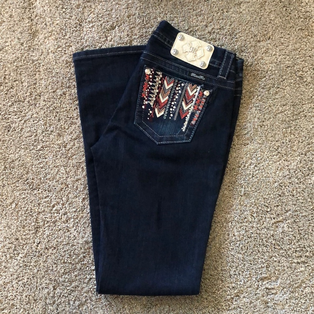 Mid rise straight leg jeans